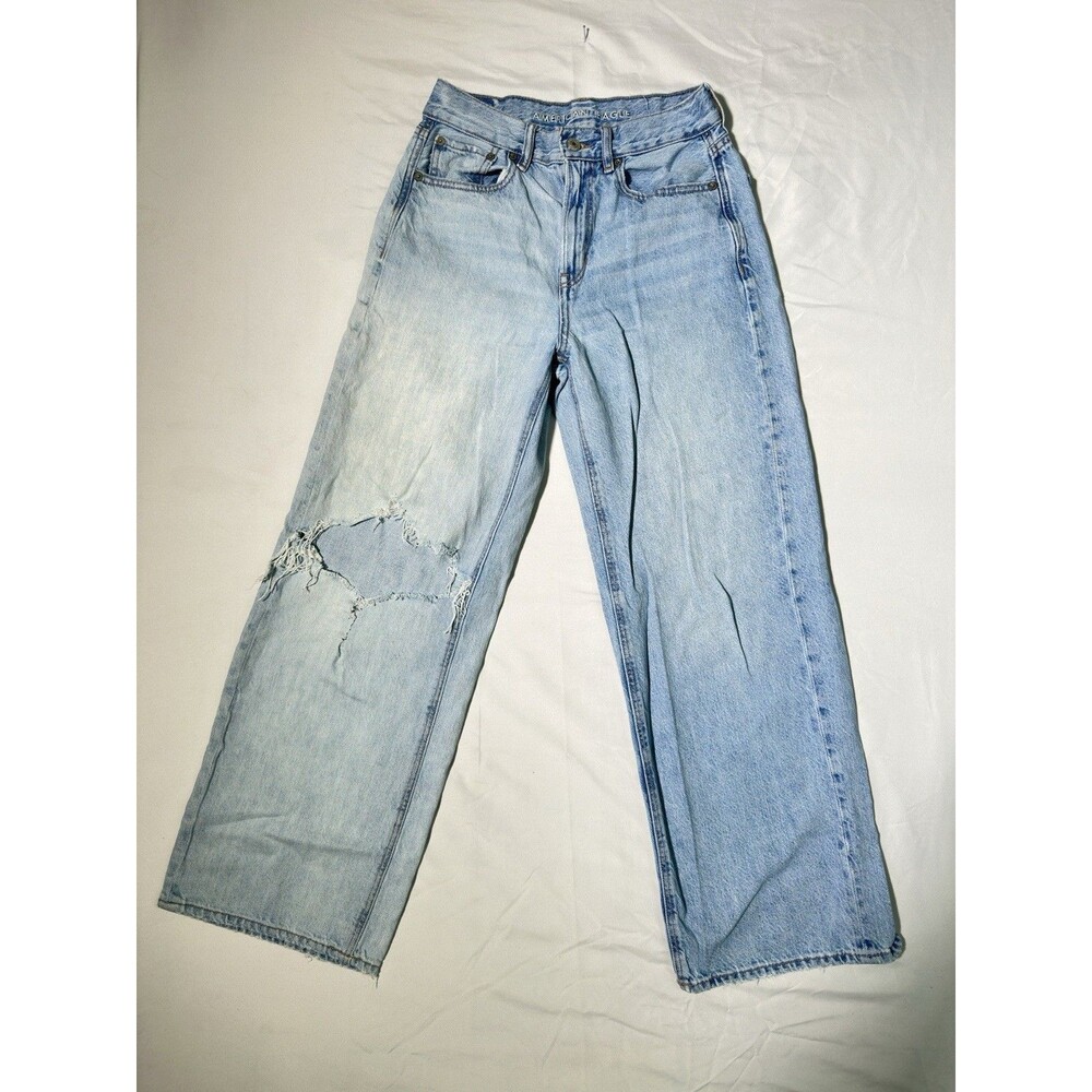 American Eagle Jeans Womens Size 12 Baggy Jeans Denim Distressed Skater Grunge